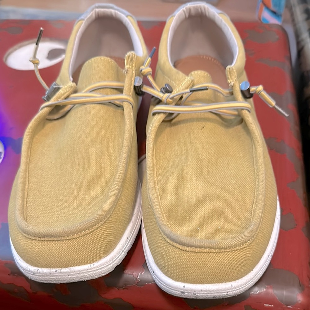 Sun + Stone Yellow Canvas Slip-On Loafers